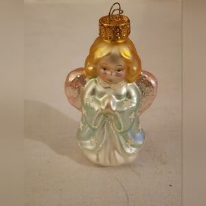 Blown Glass Ornament - Angel In Blue/Green Robe